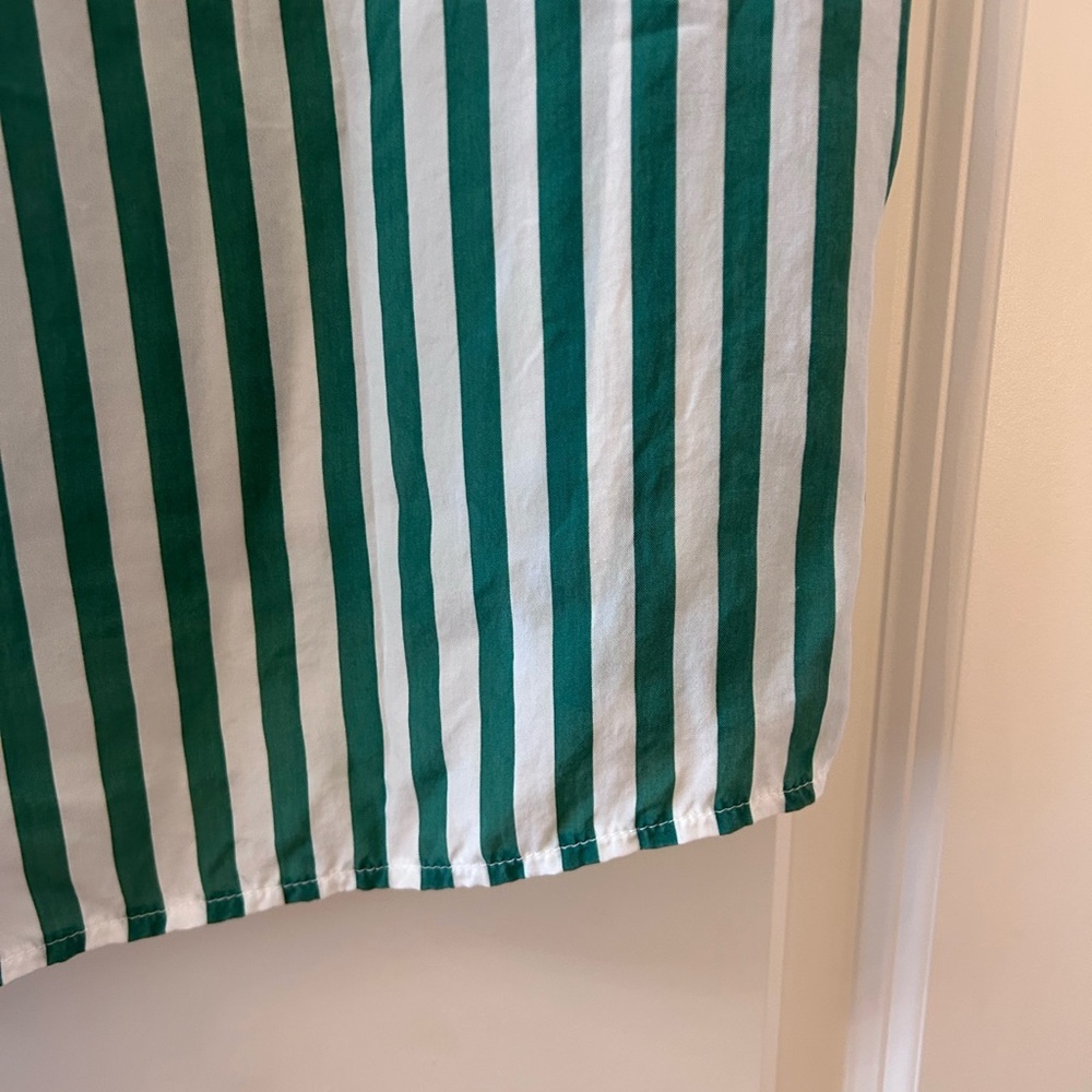 BRAX Feel Good Green and White Striped tunic blouse. US 4. Silky. EUC. Preppy. - Picture 7 of 12